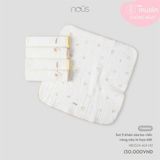 Set 5 khăn sữa bo viền vàng nâu in họa tiết Nous NB2S24-AU1-U12-OW-FS