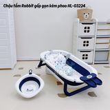 Chậu tắm Holla Thỏ gấp gọn kèm phao có nhiệt kế HL-03224