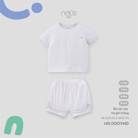 Bộ cộc tay kẻ ghi trắng Nous NL2S25-SC2-M03-TA-0M