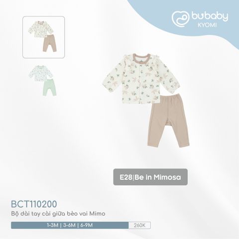 Bộ dài tay cài giữa bèo vai Mimo Bubaby