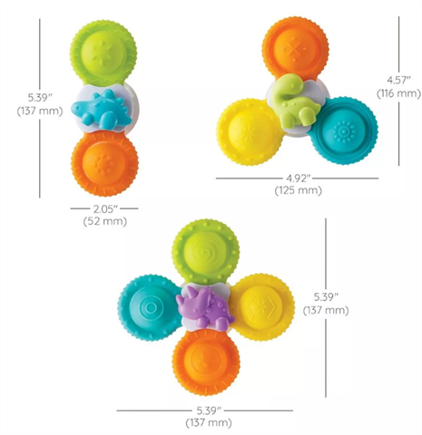 Set 3 Chiếc Đồ Chơi Con Quay Silicone - Silicone Bath Pop Spinners Infantino