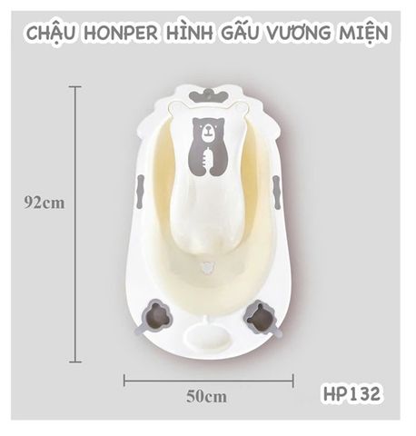 Chậu tắm hình gấu vương miện kèm giá đỡ HP132 Honper