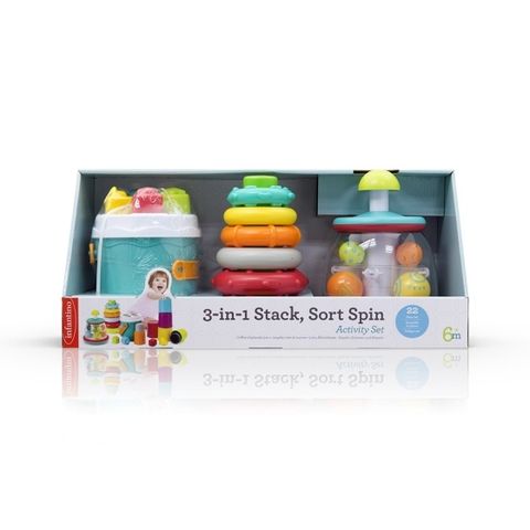 Set 3 món đồ chơi - 3-IN-1 STACK, SPIN & SORT ACTIVITY SET Infantino