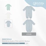 Body dài tay cài giữa cổ Peter pant 2 in 1 Bambus Bubaby BBB2102A3.06MA03
