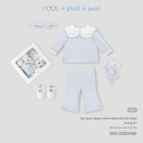 Set quà tặng 4 món xanh da trời thêu trang trí Nous
