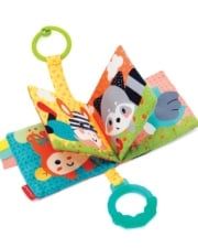 Sách vải có móc treo và gặm nướu - Link & Squeak Animal Crinkle Book Infantino