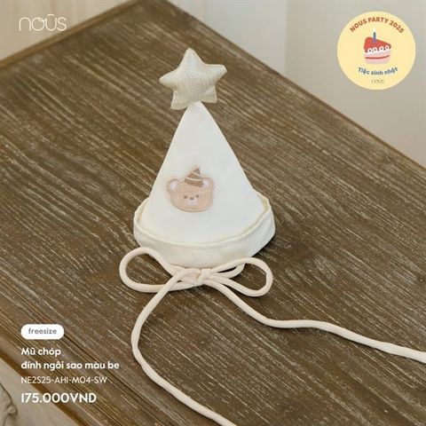Mũ chóp đính ngôi sao màu be Nous NE2S25-AH1-M04-SW-FS