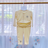Bộ dài tay cổ trụ Modal Air Beige 6-9m - Beige - 6-9m (Bộ)