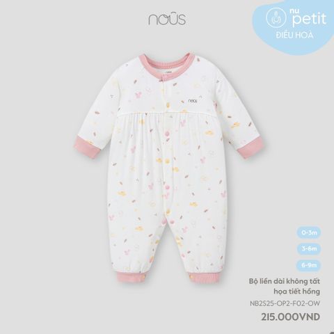 Bộ liền dài không tất họa tiết hồng Nous NB2S25-OP2-F02-OW-0M