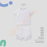 Bộ cộc tay kẻ trắng ghi Nous NL2S25-SC2-M03-TW-0M