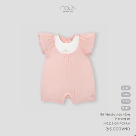 Bộ liền cộc màu hồng in trang trí Nous NP2S25-OP1-F03-PM-0M