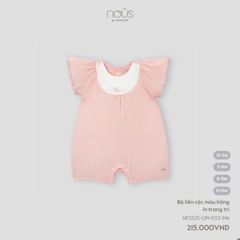 Bộ liền cộc màu hồng in trang trí Nous NP2S25-OP1-F03-PM-0M