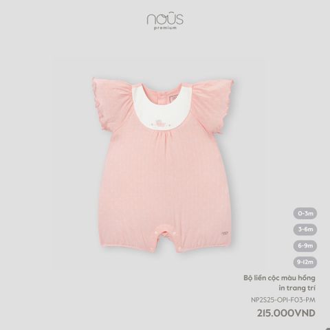Bộ liền cộc màu hồng in trang trí Nous NP2S25-OP1-F03-PM-0M