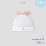 Mũ tròn màu trắng họa tiết phối tai thỏ hồng Nous NB1S25-AH1-F03-OW-NB