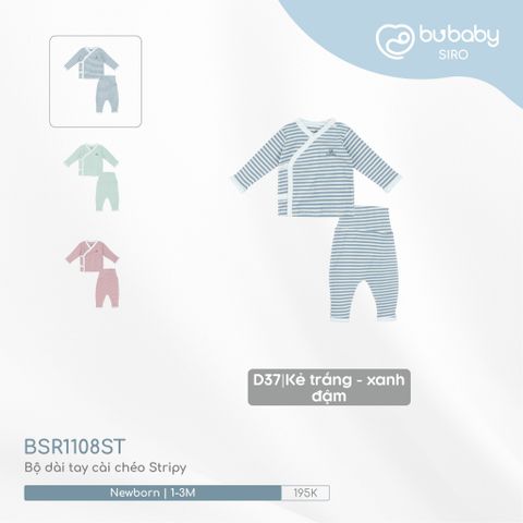 Bộ dài tay cài chéo Stripy Bubaby