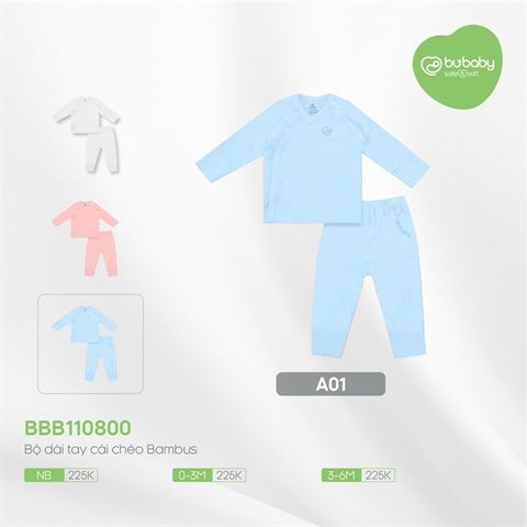 Promo Bộ dài tay cài chéo Bambus 800 Bubaby