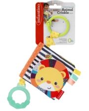 Sách vải có móc treo và gặm nướu - Link & Squeak Animal Crinkle Book Infantino