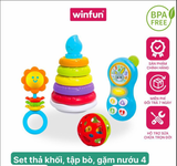 Set 4 đồ chơi thả khối, tập bò, gặm nướu, điện thoại cầm tay Winfun