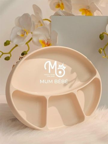 Khay ăn dặm Mum bébé Silicon cao cấp - Be - 12*12*5.5 cm