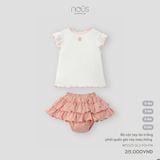 Bộ cộc tay áo trắng phối quần giả váy màu hồng Nous NP2S25-SC2-F01-PM-0M