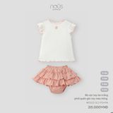 Bộ cộc tay áo trắng phối quần giả váy màu hồng Nous NP2S25-SC2-F01-PM-0M