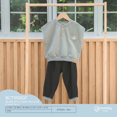 Bộ gile cổ trụ Quần dài túi ốp Friend Terry Bubaby
