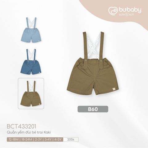 Promo Quần yếm đùi bé trai Kaki 433201 Bubaby