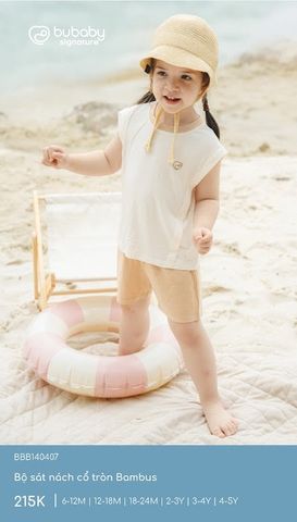 Bộ sát nách cổ tròn Bambus Bubaby BBB140407.03YL34