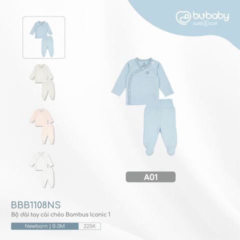 Bộ dài tay cài chéo Bambus Iconic 1 Bubaby