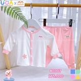 Bộ dài tay BonChi nút thẳng - Xanh - Newborn