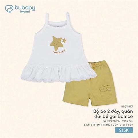 Bộ áo 2 dây, quần đùi bé gái Bamco Bubaby BBC153101.03YL54