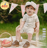 Bộ liền cộc màu ghi phối trắng đính nơ Nous NE2S25-OP1-M05-PA-0M