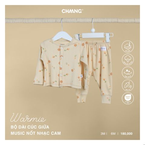 Bộ dài tay cúc giữa Chaang Music - Nốt nhạc cam - 3-6m