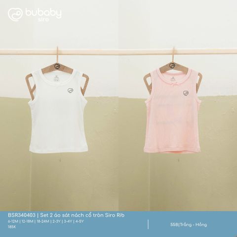 Set 2 áo sát nách cổ tròn Siro Rib Bubaby BSR340403.03Y35A