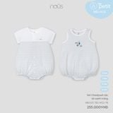 Set 2 bodysuit cộc kẻ xanh trắng Nous NB2S25-TB2-M02-TB-0M