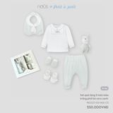 Set quà tặng 5 món màu trắng phối kẻ caro xanh Nous NE2S25-GS1-M01-CG-0M