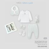 Set quà tặng 5 món màu trắng phối kẻ caro xanh Nous NE2S25-GS1-M01-CG-0M