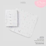Set 5 khăn sữa in hoạ tiết nền trắng Nous NB2S24-AU1-U19-OW-FS