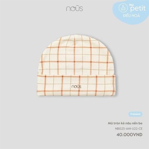 Mũ tròn kẻ nâu nền be Nous NB1S25-AH1-U22-CE-FS
