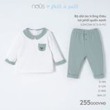 Bộ dài áo trắng thêu túi phối quần xanh Nous
