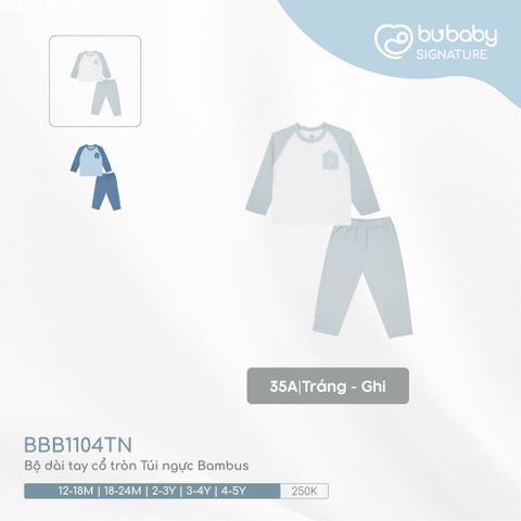Bộ dài tay cổ tròn Túi ngực Bambus 1104TN Bubaby