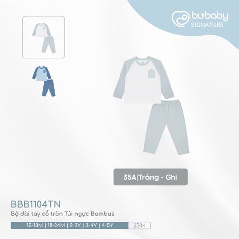 Bộ dài tay cổ tròn Túi ngực Bambus 1104TN Bubaby