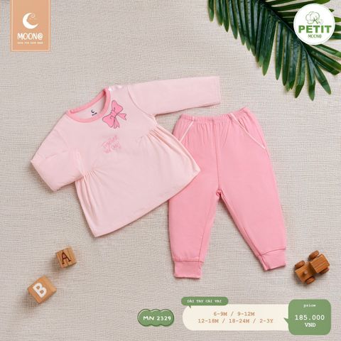 Bộ dài tay Moona cài vai - Xanh nhạt - 12-18m