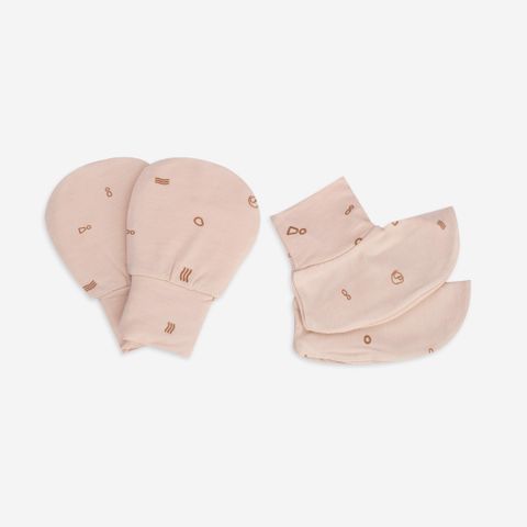 Promo Bao tay bao chân Bambus Signature Bubaby - Trắng in Bubaby Xanh đậm B13 - Freesize
