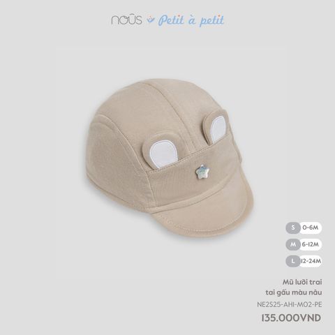 Mũ lưỡi trai tai gấu màu nâu Nous NE2S25-AH1-M02-PE-S