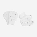Promo Bao tay bao chân Bambus Signature Bubaby - Trắng in Bubaby Xanh đậm B13 - Freesize