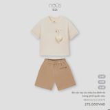 Bộ cộc tay áo màu be đính vịt bông phối quần nâu Nous NB4W24-SC2-U01-PE-3Y