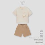 Bộ cộc tay áo màu be đính vịt bông phối quần nâu Nous NB4W24-SC2-U01-PE-3Y