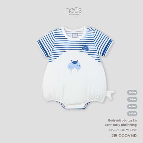 Bodysuit cộc tay kẻ xanh navy phối trắng Nous NP2S25-SB1-M01-PW-0M