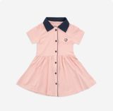 Váy ngắn tay cổ Polo cúc giữa Ponie Bubaby